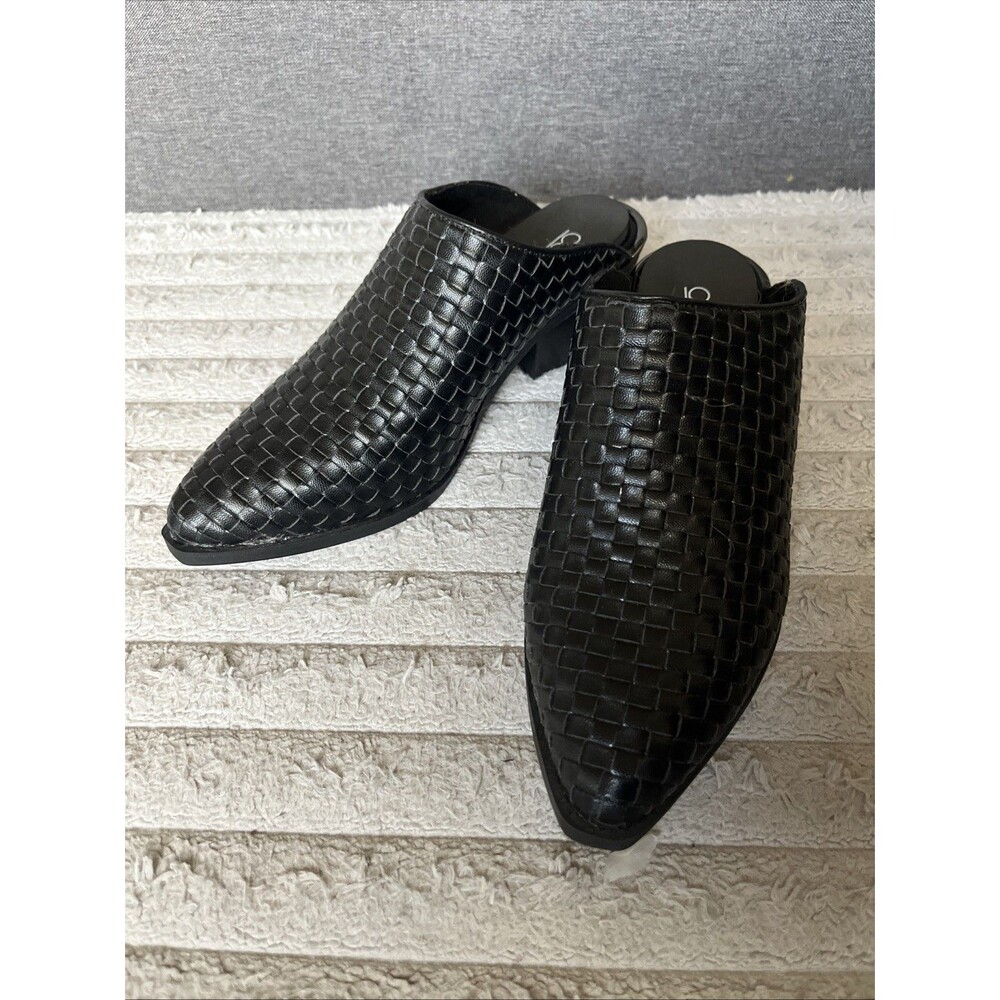 Corky’s Womens Sz 9 Black Leather Wedges Weave Pointed Toe